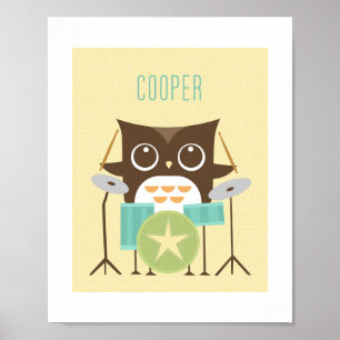 Owl Personalised Nursery Poster Print