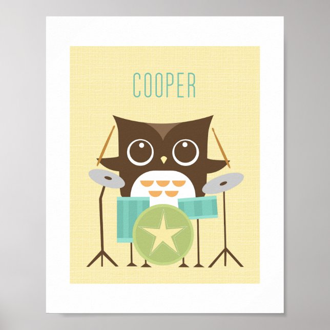 Owl Personalised Nursery Poster Print (Front)