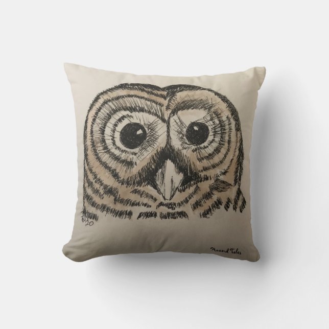 Owl Pillow, two sided 100 percent Cotton, Original Cushion (Front)