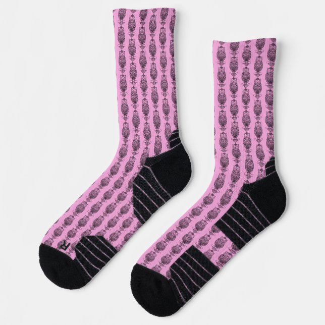 Owl (pink) - Athletic Socks (Left)