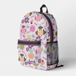 Owl Pink Printed Backpack