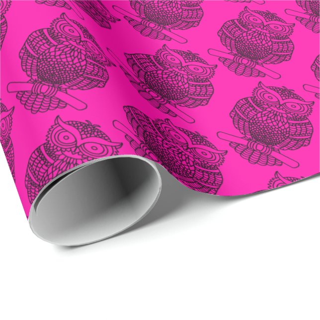 Owl (pink) - Wrapping Paper (Roll Corner)