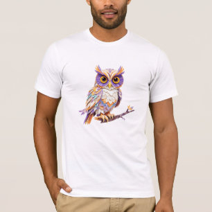 Owl Playful Adorable Fun Animal Colourful Geometri T-Shirt