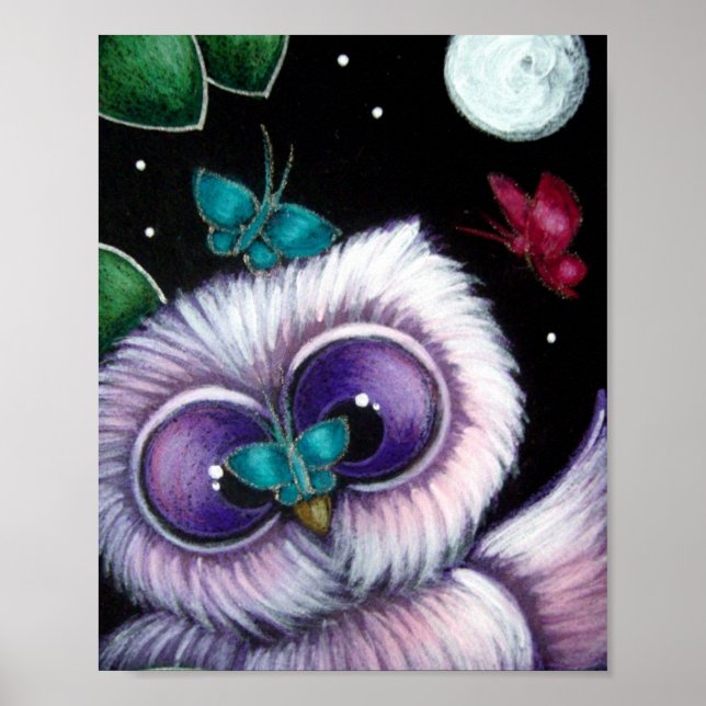 OWL PLAYING WITH THE BUTTERFLIES Poster (Front)