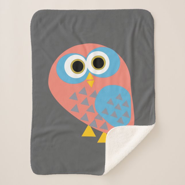 Owl Pop Art Sherpa Blanket (Front)