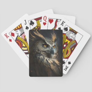 Owl Portrait Animal Nature Wildlife Dark Painting Playing Cards