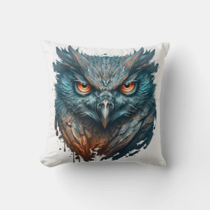 Owl Portrait Animal Painting Wildlife Outdoors Art Cushion