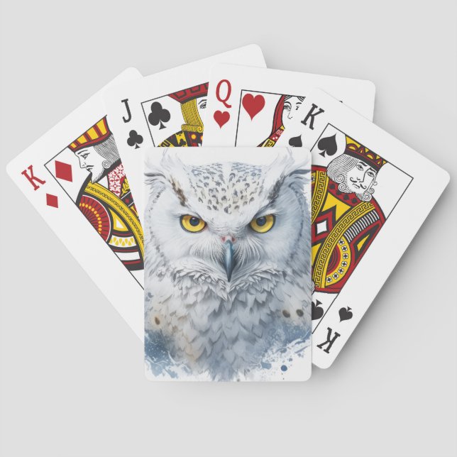 Owl Portrait Animal Painting Wildlife Outdoors Art Playing Cards (Back)