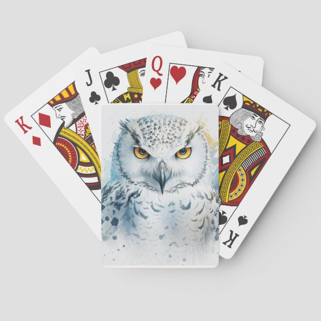 Owl Portrait Animal Painting Wildlife Outdoors Art Playing Cards (Back)