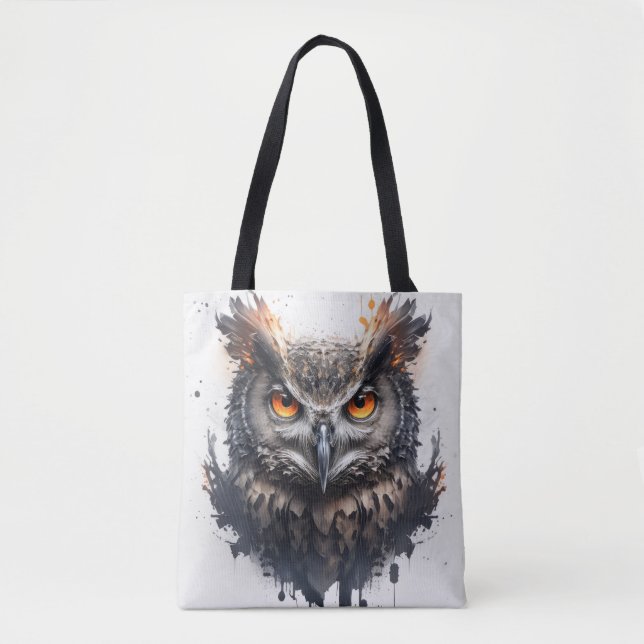 Owl Portrait Animal Painting Wildlife Outdoors Art Tote Bag (Front)