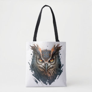 Owl Portrait Animal Painting Wildlife Outdoors Art Tote Bag