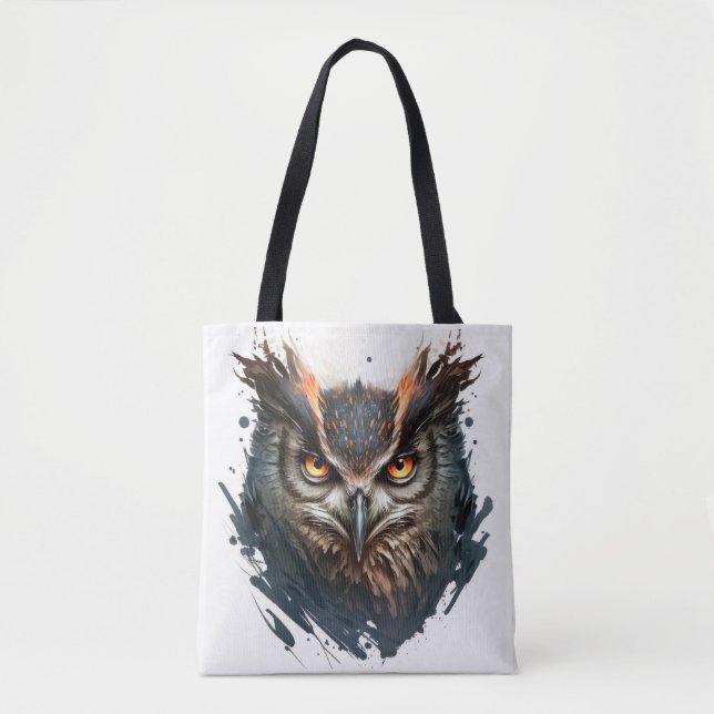 Owl Portrait Animal Painting Wildlife Outdoors Art Tote Bag (Front)