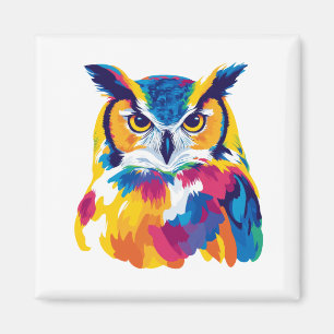 Owl Portrait Illustration Watercolour Painting Magnet