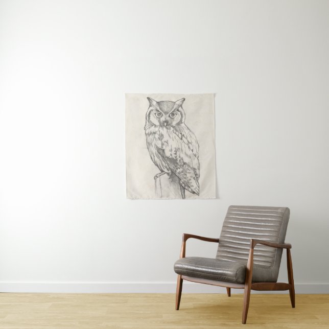 Owl Portrait - Sketch Tapestry (In Situ)