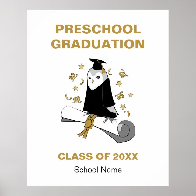 Owl Preschool / Kindergarten Graduation Ceremony Poster (Front)