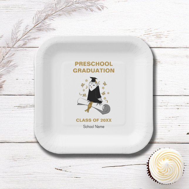 Owl Preschool / Kindergarten Graduation Party Paper Plate (Creator Uploaded)