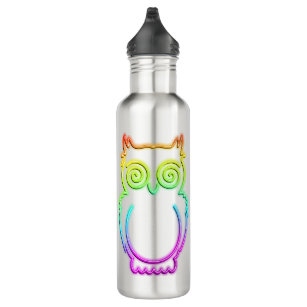 Owl Psychedelic Neon Light Button 710 Ml Water Bottle