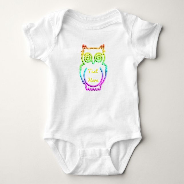 Owl Psychedelic Neon Light Button Baby Bodysuit (Front)