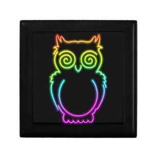 Owl Psychedelic Neon Light Button Gift Box