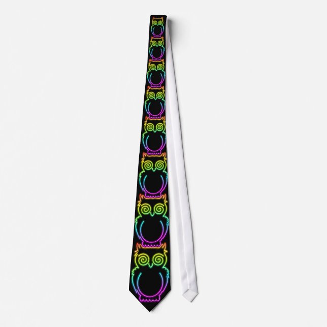 Owl Psychedelic Neon Light Tie (Front)