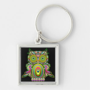 Owl Psychedelic Popart Keychain