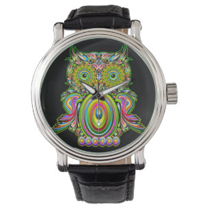 Owl Psychedelic Popart Tapestry Magnet Bottle Open Watch