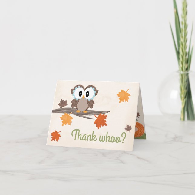 Owl Pumpkin Baby Shower Thank You Card (Front)