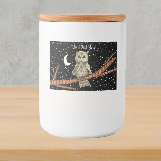owl Purple Crystal Necklace Golden Eyes Moon Stars Food Label