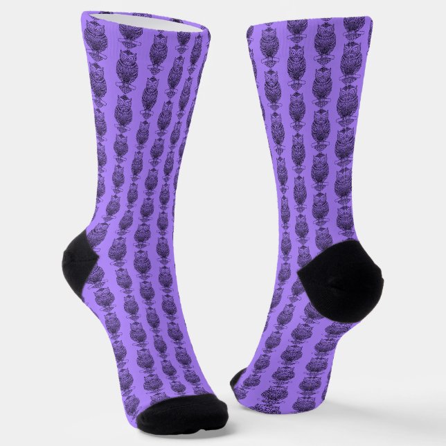 Owl (purple) - Premium Socks (Angled)