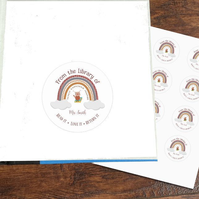 Owl Rainbow Teacher Classroom Library Stickers  (Creator Uploaded)