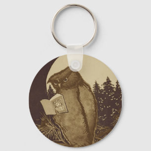 Owl Reading by Moonlight Key Ring