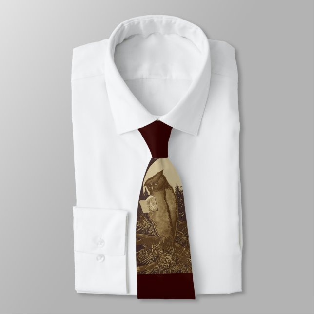 Owl  Reading by Moonlight Tie (Tied)