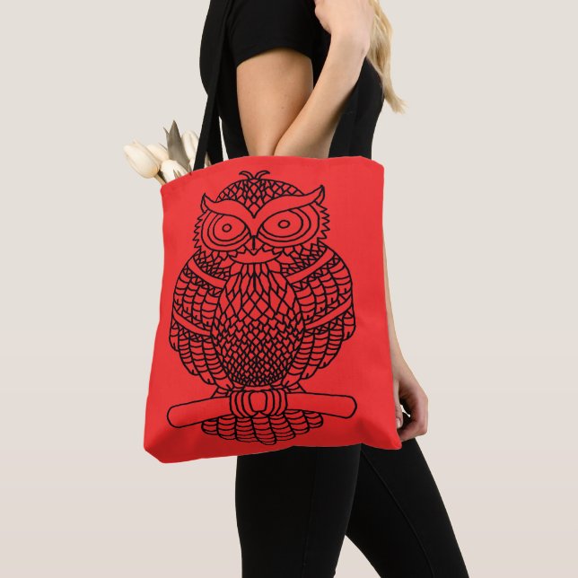 Owl (red) - Tote Bag (Close Up)