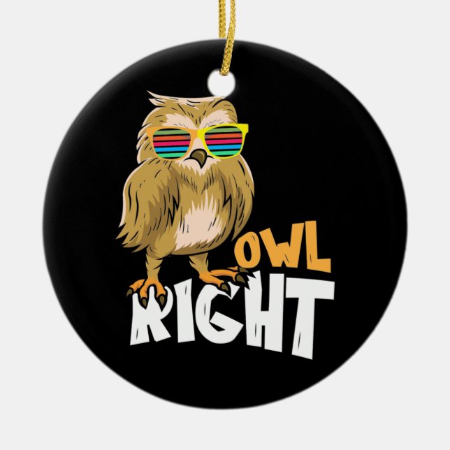 Owl Right Ceramic Tree Decoration (Front)