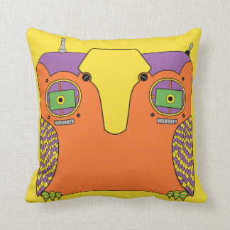 Owl Robot Orange Yellow Green Purple Cushion