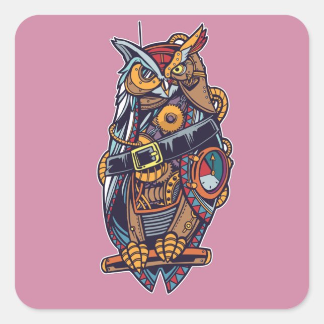 Owl - Robotic Bird Square Sticker (Front)