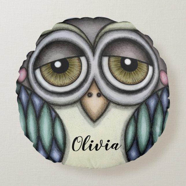 Owl Round Cushion (Front)