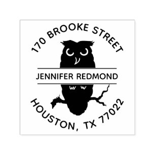 Owl Round Return Address Stamp Self Inking