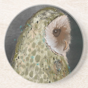 Owl Round Sandstone Coaster