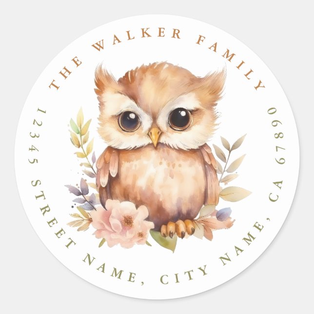Owl Round Stickers (Front)