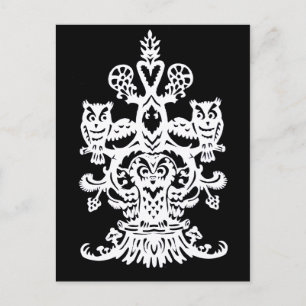 Owl`s hollow black postcard