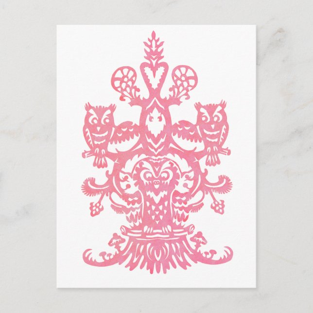 Owl`s hollow pink postcard (Front)