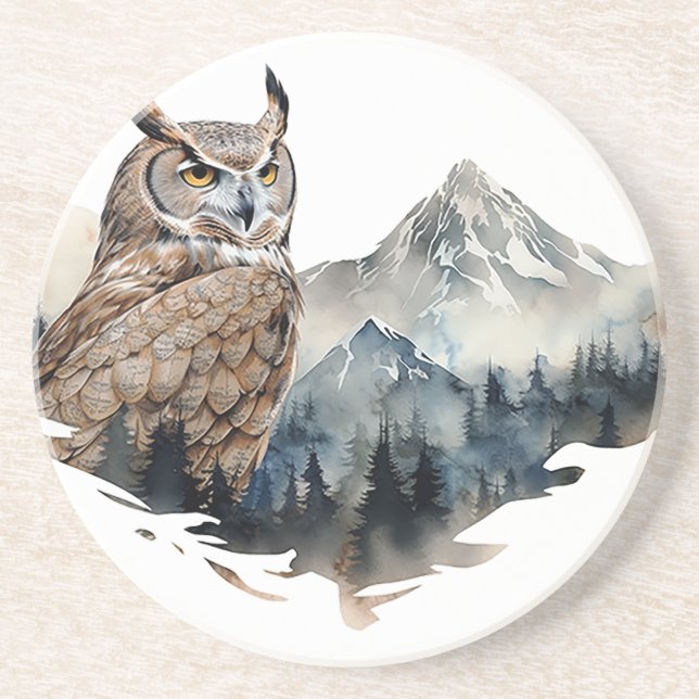 Owl Sandstone Coaster (Front)