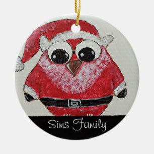 owl santa ceramic tree decoration