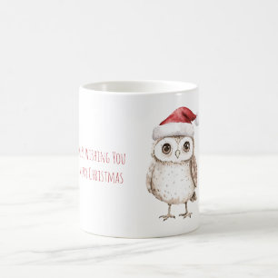 Owl Santa Hat Christmas Coffee Mug