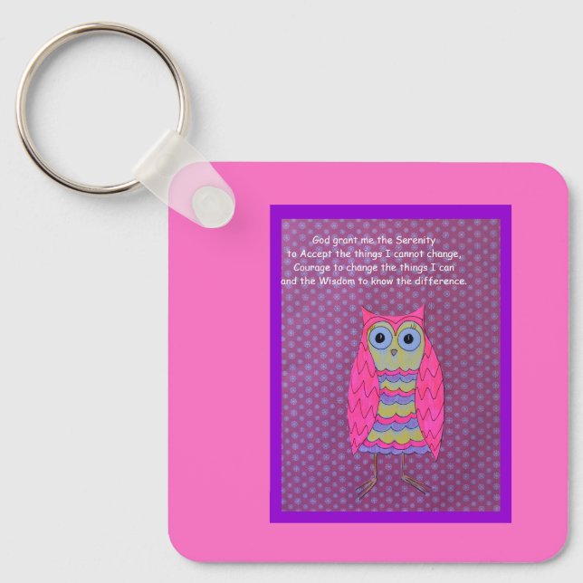 Owl Serenity prayer 2 Card Key Ring (Front)