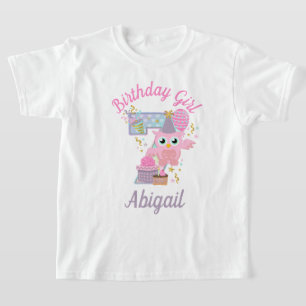 Owl Seventh birthday toddler tshirts
