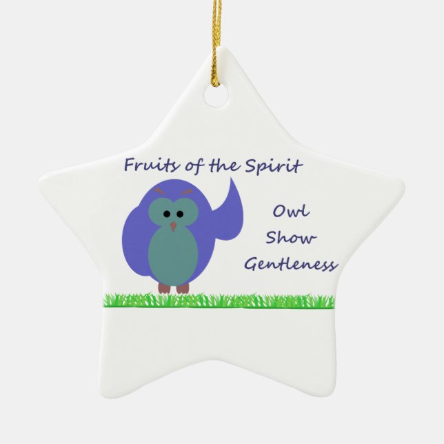 Owl Show Gentleness Star Ornament (Front)