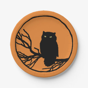 Owl Silhouette Paper Plate