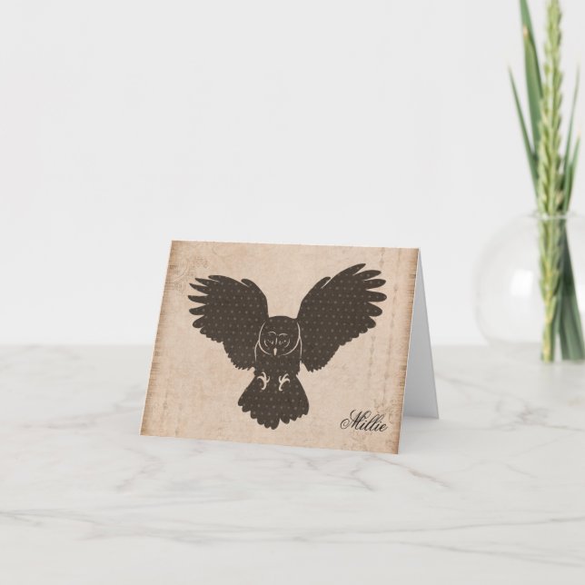 Owl Silhouette Personalised Notecard (Front)